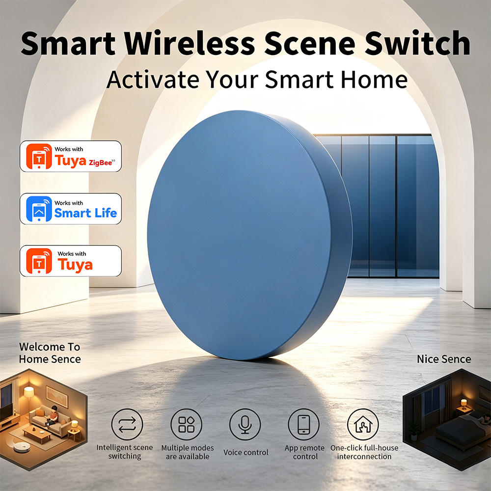 Home Assistant Tuya - زر ضغط ذكي لاسلكي متوافق مع