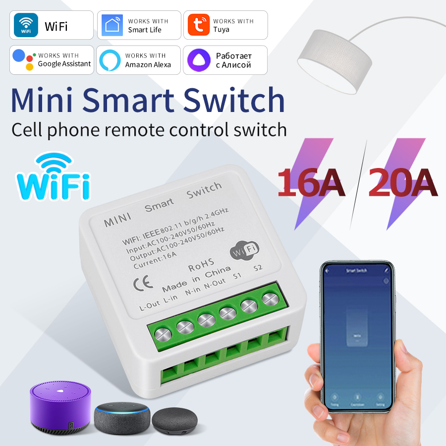 16A 20A Tuya WiFi مفتاح ذكي 2- - مراجعة Tuya 4 Channel وسعره